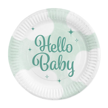 Feestbazaar Borden 'Hello Baby' 23cm (8st)