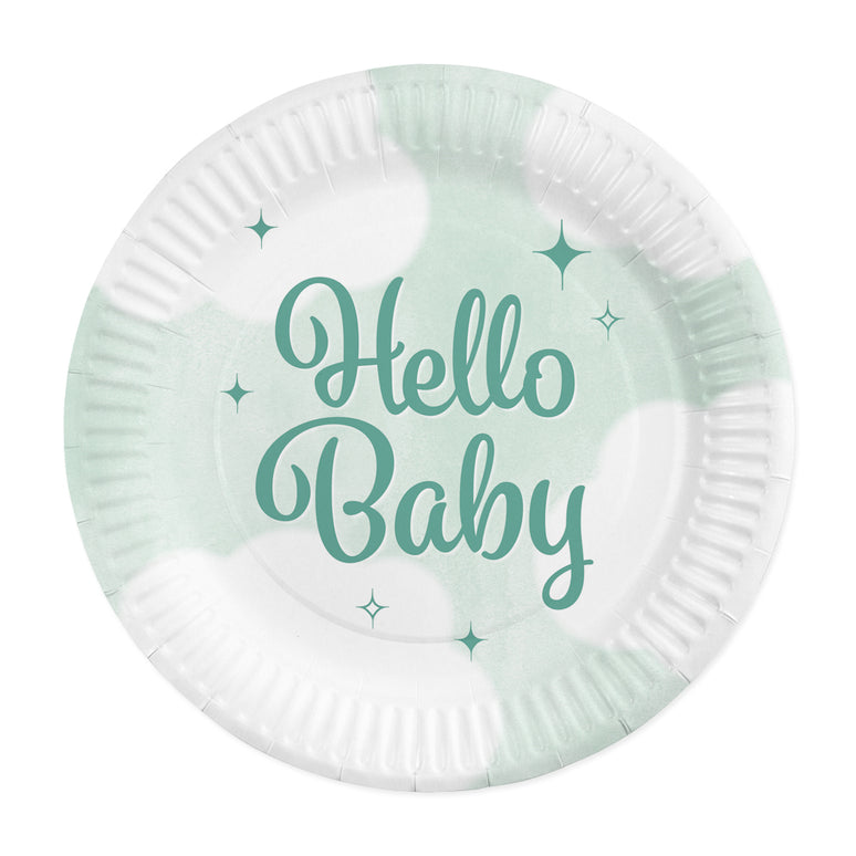 Feestbazaar Borden 'Hello Baby' 23cm (8st)