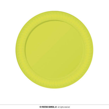 Feestbazaar Borden Neon Geel 23cm (6st)
