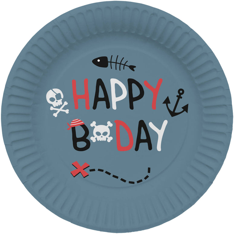 Feestbazaar Borden Pirate Party Happy Bday 23 cm (8st)