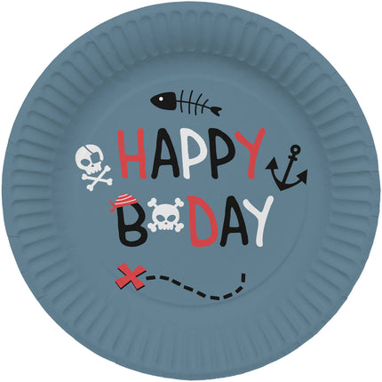 Feestbazaar Borden Pirate Party Happy Bday 23 cm (8st)