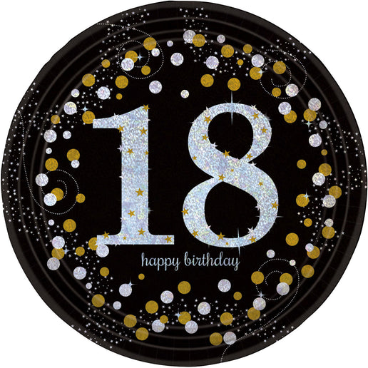 Feestbazaar Bordjes 18 Jaar Sparkling Gold
