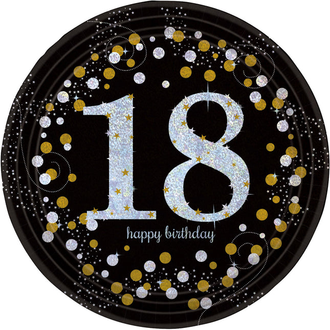 Feestbazaar Bordjes 18 Jaar Sparkling Gold