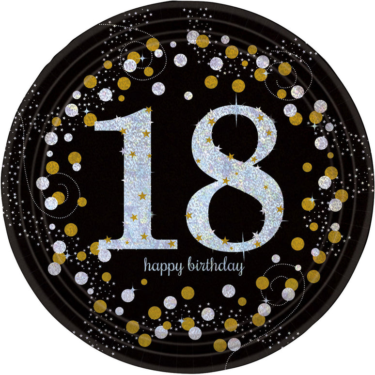 Feestbazaar Bordjes 18 Jaar Sparkling Gold