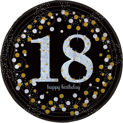 Feestbazaar Bordjes 18 Jaar Sparkling Gold