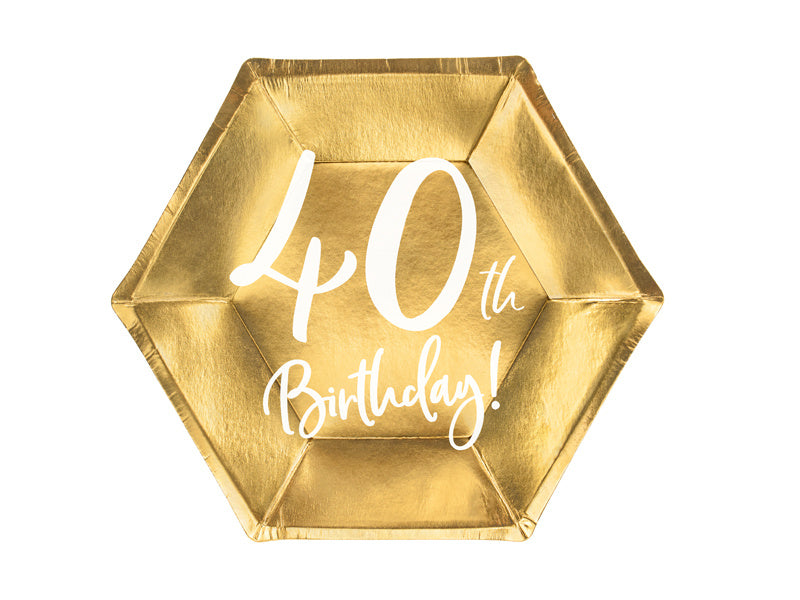 Feestbazaar Bordjes 40th Birthday Goud - 6 stuks