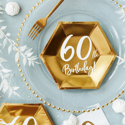 Feestbazaar Bordjes 60th Birthday Goud - 6 stuks