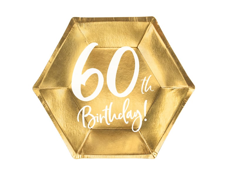 Feestbazaar Bordjes 60th Birthday Goud - 6 stuks
