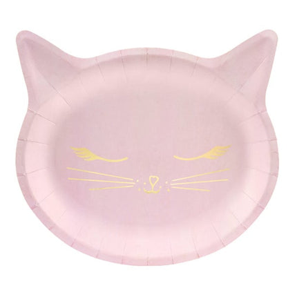 Feestbazaar Bordjes Kat roze Cat Collection (6st)