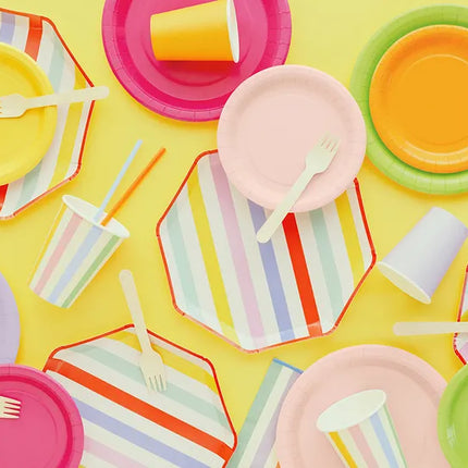 Feestbazaar Bordjes Pastel Strepen (6st)