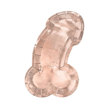 Feestbazaar Bordjes Penis Vorm Rose Goud - 6 stuks
