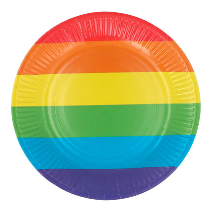 Feestbazaar Bordjes Regenboog 23cm (8st)