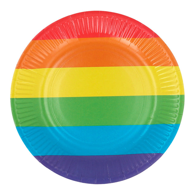 Feestbazaar Bordjes Regenboog 23cm (8st)