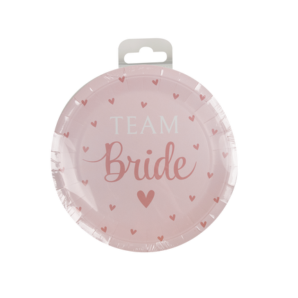 Feestbazaar Bordjes 'Team Bride' Blush roze (8st)