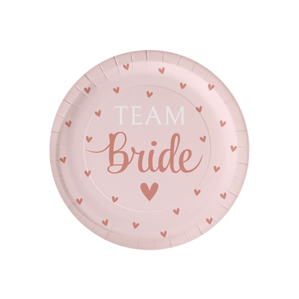 Feestbazaar Bordjes 'Team Bride' Blush roze (8st)