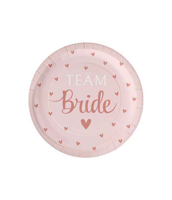 Feestbazaar Bordjes 'Team Bride' Blush roze (8st)