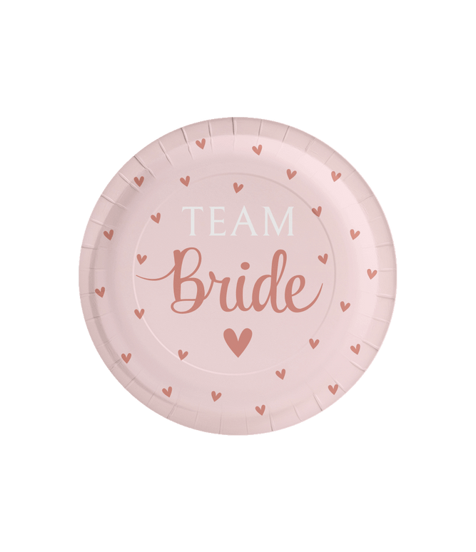 Feestbazaar Bordjes 'Team Bride' Blush roze (8st)