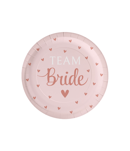Feestbazaar Bordjes 'Team Bride' Blush roze (8st)
