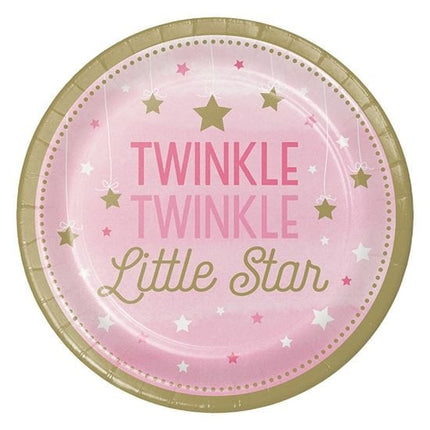 Feestbazaar Bordjes Twinkle Little Star Roze - 8 Stuks