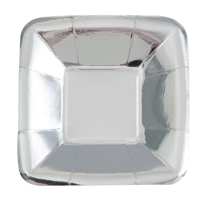 Feestbazaar Bordjes Zilver Vierkant Klein 13 cm - 8 Stuks