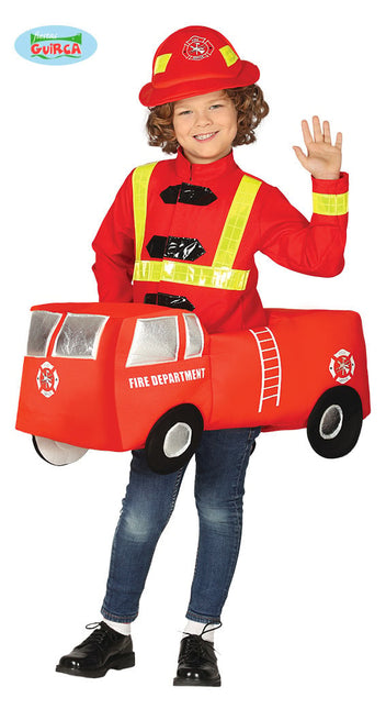 Feestbazaar Brandweer Kostuum Kind Met Brandweerauto