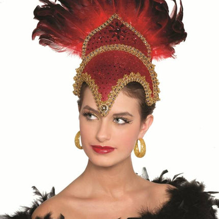 Feestbazaar Braziliaanse hoofdtooi elite rood