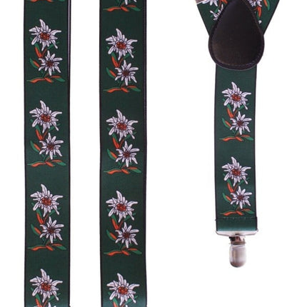 Feestbazaar Bretel Tiroler groen/zwart met edelweiss bloem