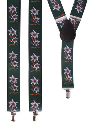 Feestbazaar Bretel Tiroler groen/zwart met edelweiss bloem
