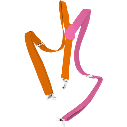 Feestbazaar Bretels Colorblock Oranje/Roze
