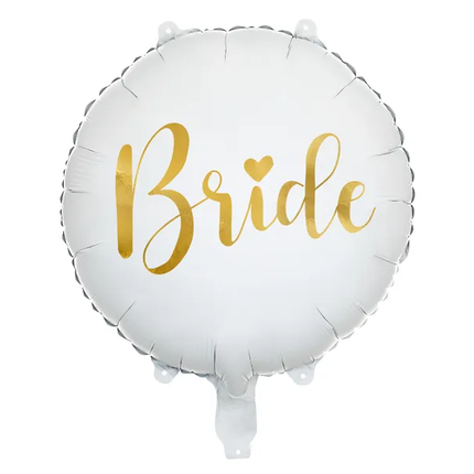 Feestbazaar Bride Folieballon Wit Goud (45cm)