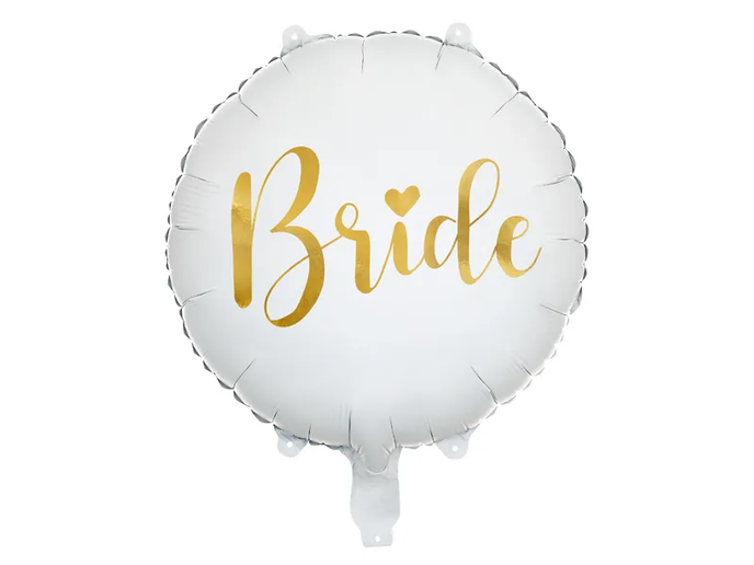 Feestbazaar Bride Folieballon Wit Goud (45cm)