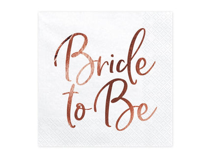 Feestbazaar Bride To Be Servetten Wit Rose Gold - 20 stuks