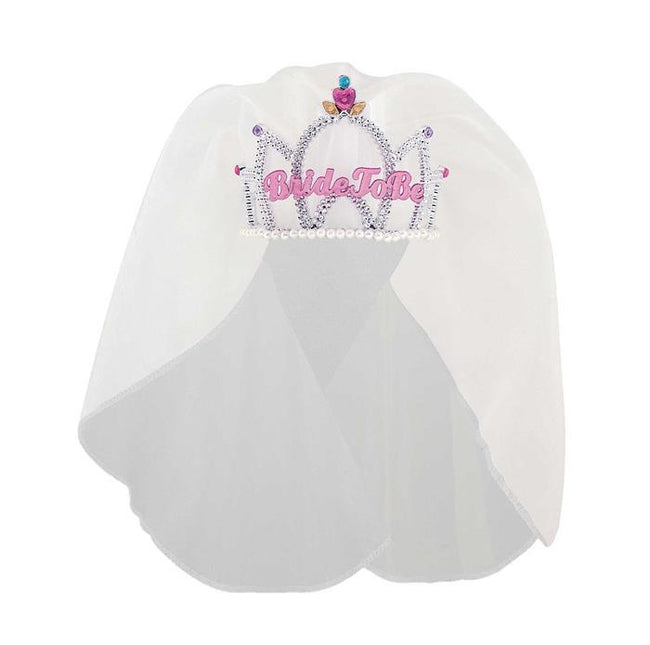 Feestbazaar Bride To Be Tiara Met Sluier Wit