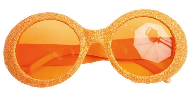 Feestbazaar Bril disco glitter neon oranje