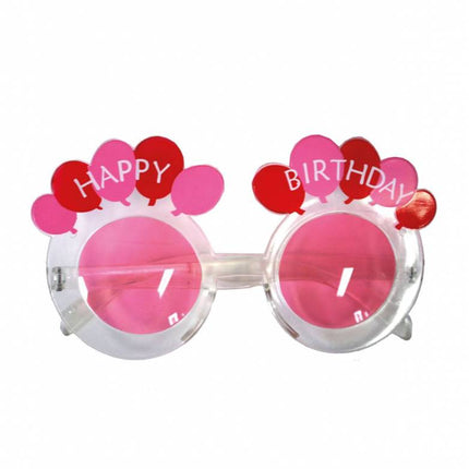 Feestbazaar Bril Happy Birthday roze