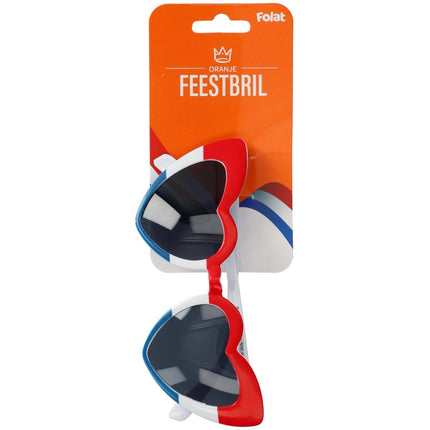 Feestbazaar Bril Hart Rood-Wit-Blauw