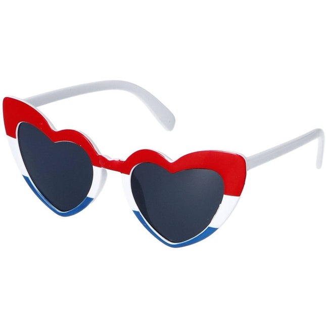 Feestbazaar Bril Hart Rood-Wit-Blauw