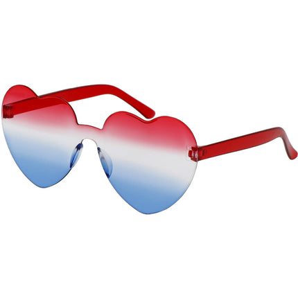 Feestbazaar Bril Hart Rood/ Wit/Blauw