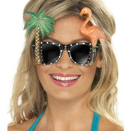 Feestbazaar Bril met Flamingo en Palmboom