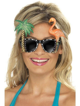 Feestbazaar Bril met Flamingo en Palmboom