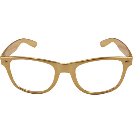 Feestbazaar Bril Metallic Goud met glas