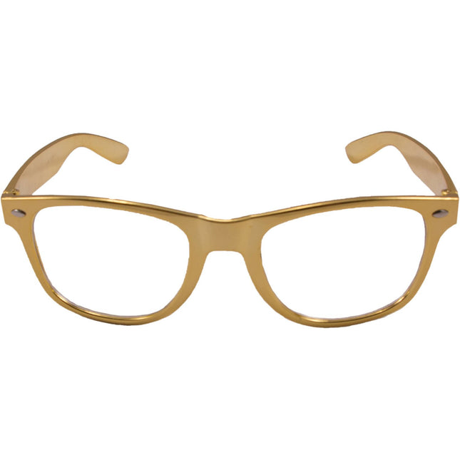 Feestbazaar Bril Metallic Goud met glas