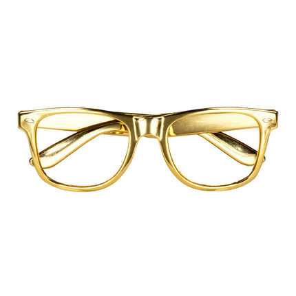 Feestbazaar Bril Metallic Goud zonder glas