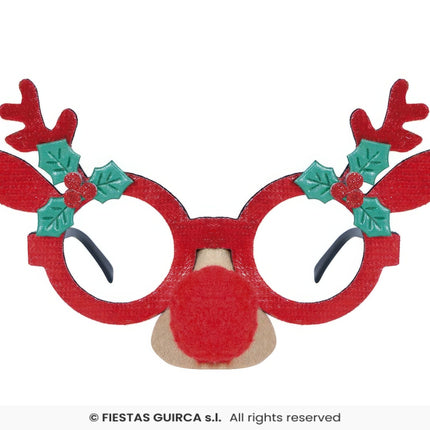 Feestbazaar Bril Rendier Rood Funny Nose