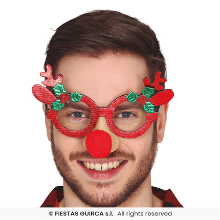Feestbazaar Bril Rendier Rood Funny Nose