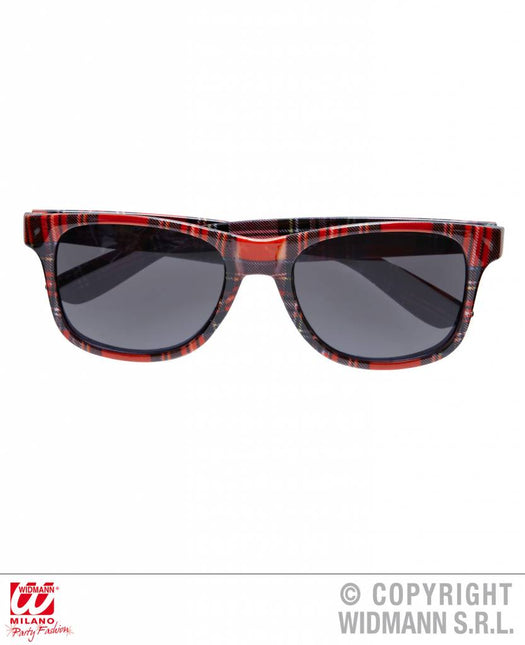 Feestbazaar Bril tartan print rood