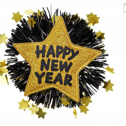 Feestbazaar Broche Happy New Year goud