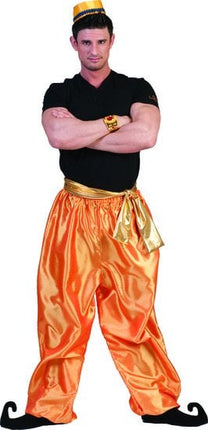 Feestbazaar Broek Ali Baba deluxe goud/oranje met band