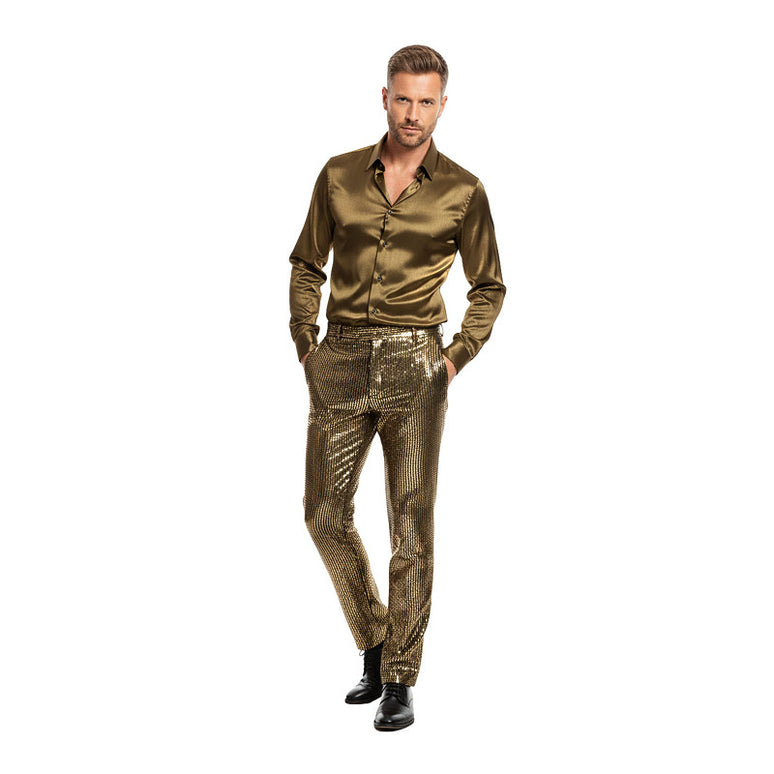 Feestbazaar Broek Disco Gold Glitter Glam Heren