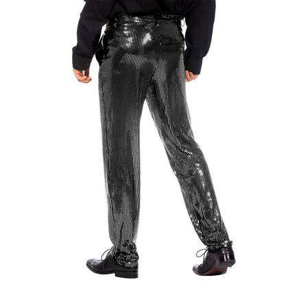 Feestbazaar Broek Disco Zilver Glitter Wave Heren